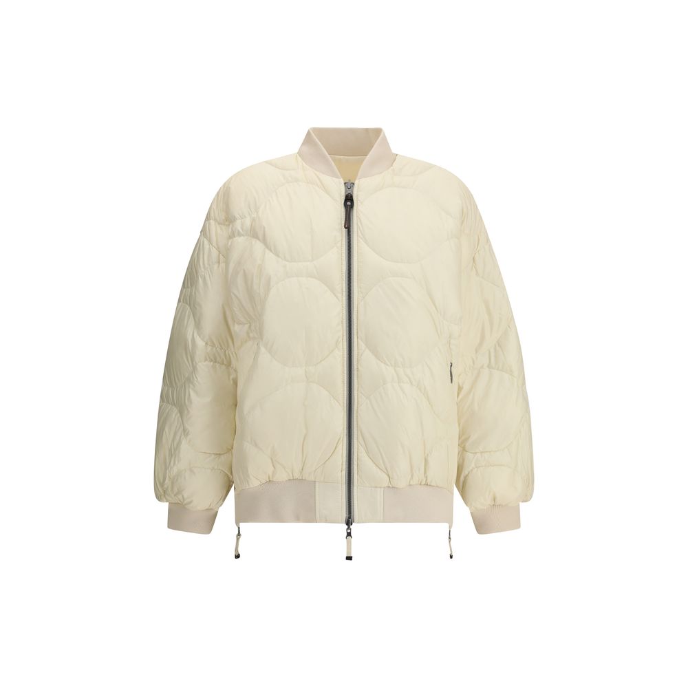 Parajumpers White Polyester Clothing Reversible Bomber with oversized fit, central zipper, and signature patch for AW25 season.