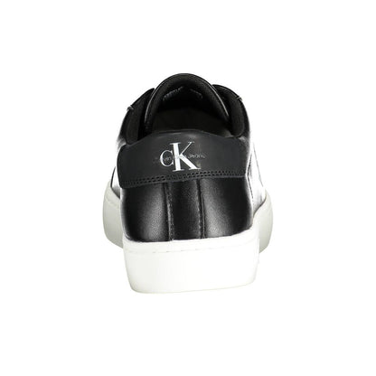 Rear view of a Calvin Klein Black Polyester Sneaker with contrasting details and logo.