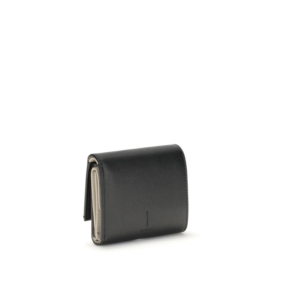 Givenchy Black Lamb Leather Wallet with snap closure, gold signature, and interior card slots, AW25 season, 100% lamb composition