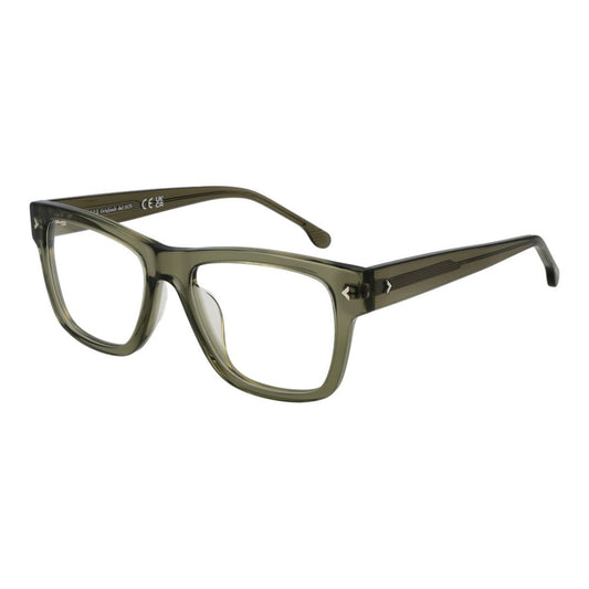 Lozza Green Men Glasses Frame in cellulose acetate, full-rim rectangle style with 53mm lenses, ideal for a stylish and modern look.