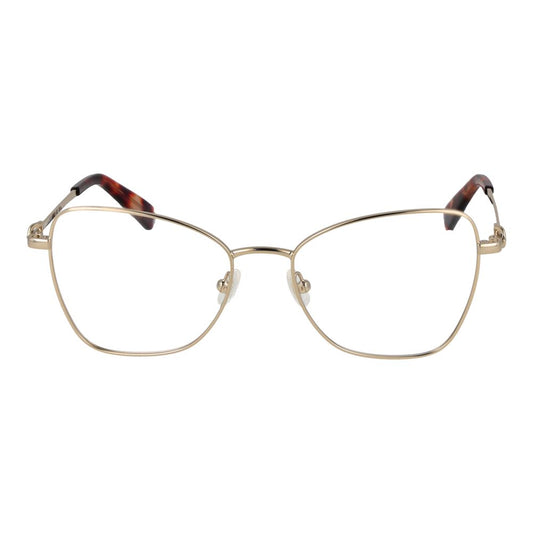 Longchamp Gold Women Glasses Frame with butterfly style, full-rim metal frame and demo lenses.