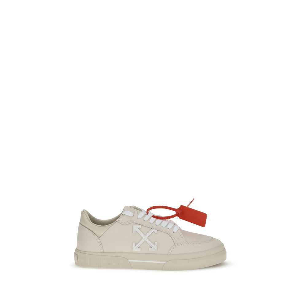 Off-White Beige Leather Low Top Sneakers