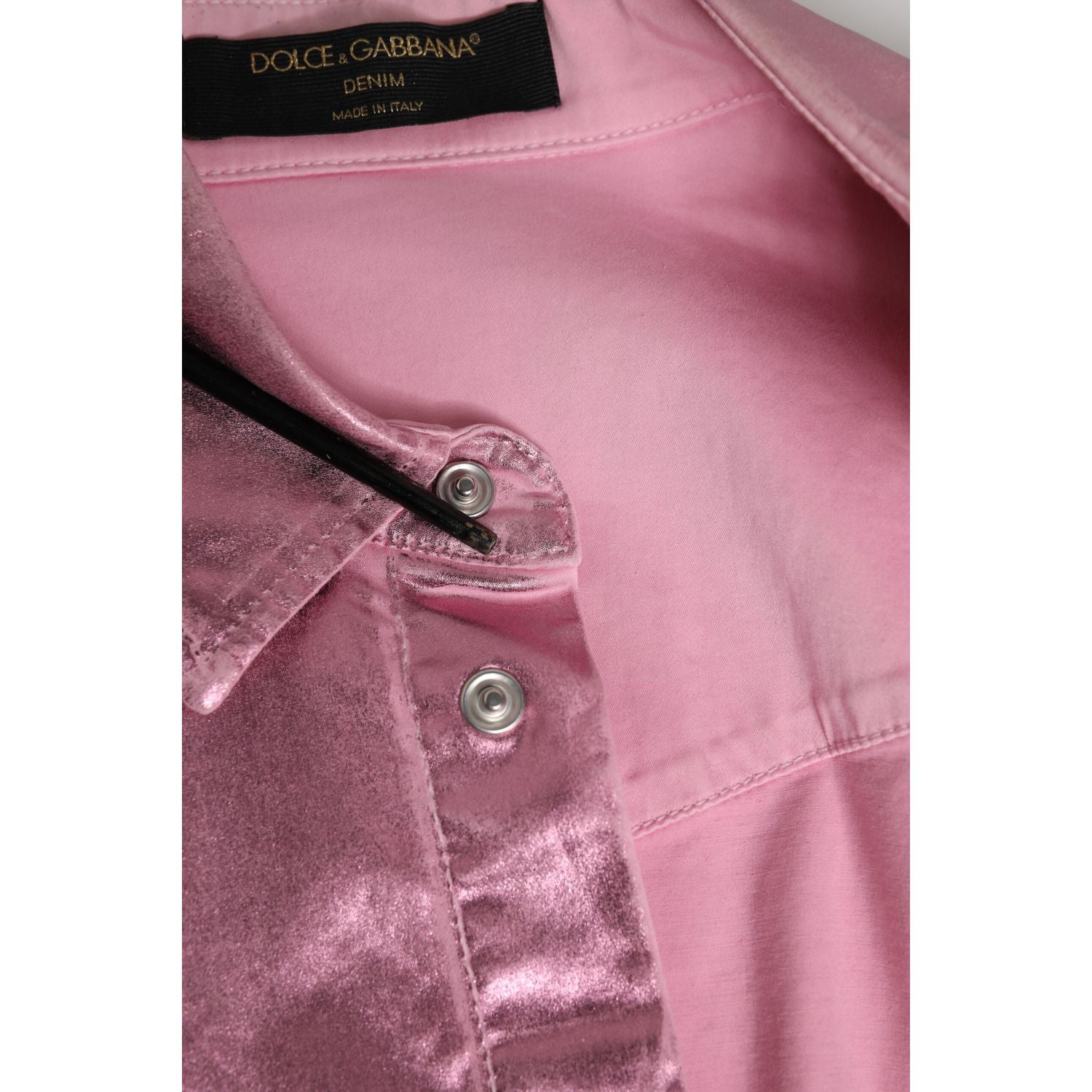 Dolce & Gabbana Pink Cotton Stretch Collared Cropped Jacket