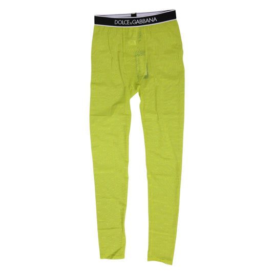 Dolce & Gabbana Neon Green Nylon Logo Lace Leggings Pants Underwear