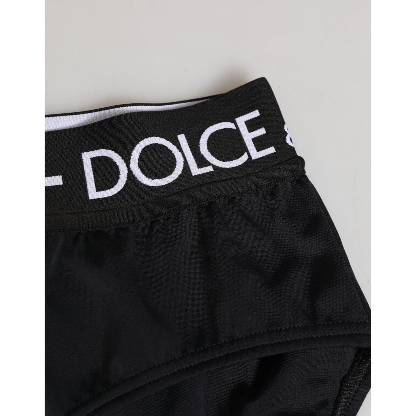 Dolce & Gabbana Black Nylon Logo Waistband Shorts Underwear