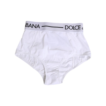 Dolce & Gabbana White Nylon Logo Waistband Panty Underwear