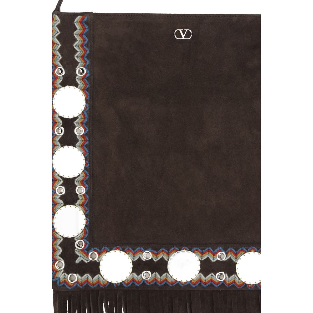 Valentino Garavani Brown Calf Leather Bos Taurus Shoulder Bag