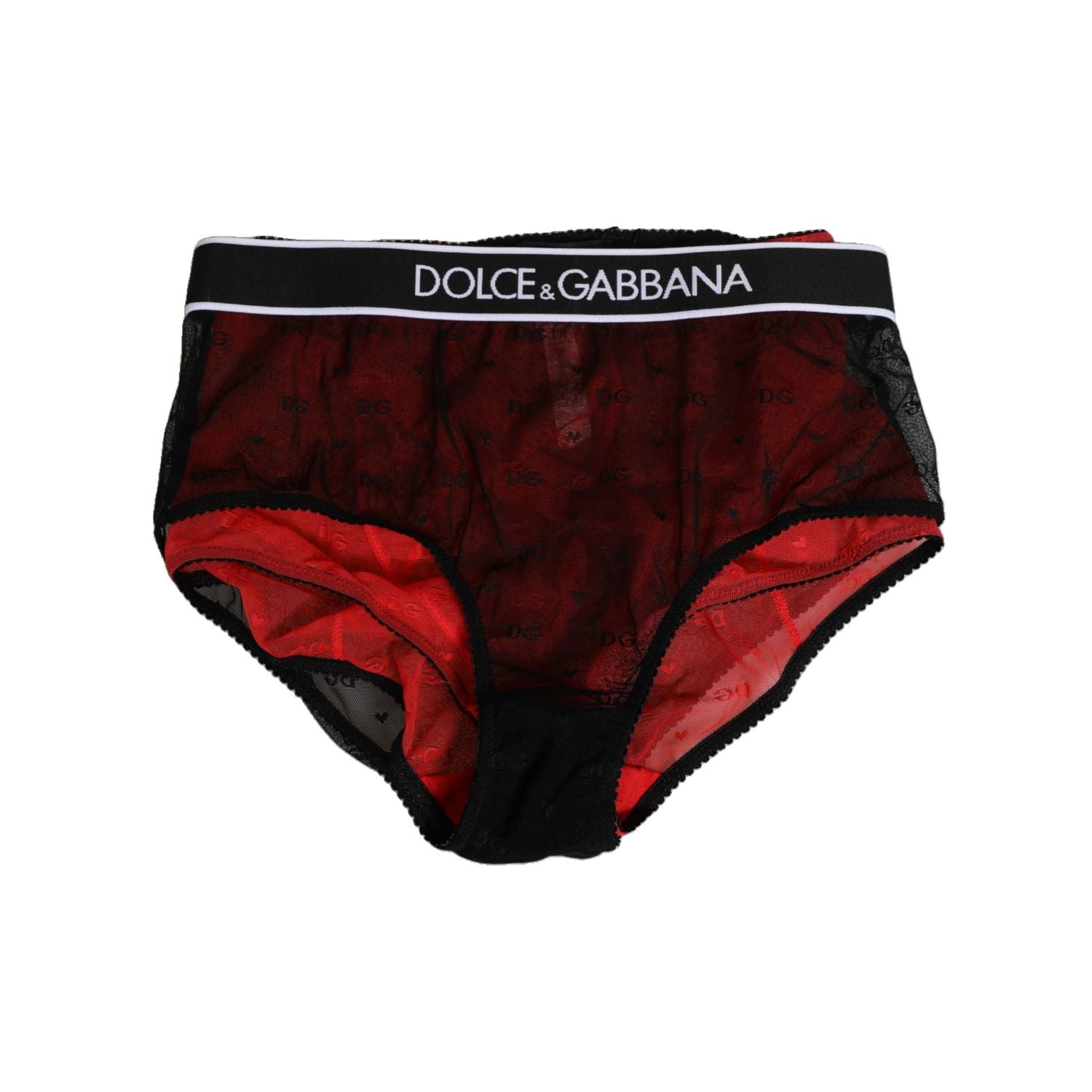 Dolce & Gabbana Black Red Nylon High Waist Girdle Underwear