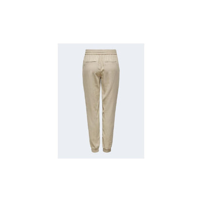 Only Beige Viscose Casual Pants with elastic cuffs for women, ideal for comfort and style, made from 92% viscose and 8% polyester.