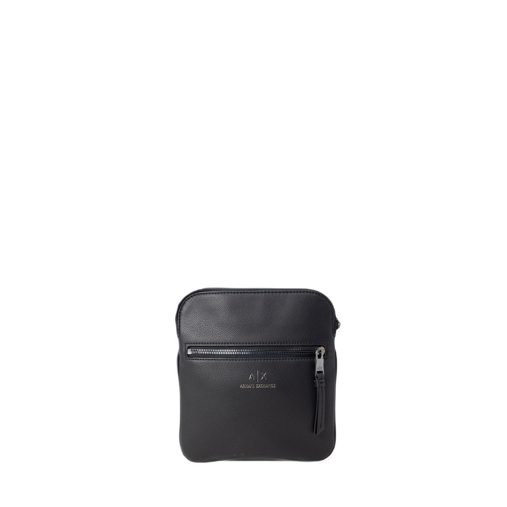 Armani Exchange Black Polyester Messenger Bag, compact and durable men's crossbody with zip closure for casual use.