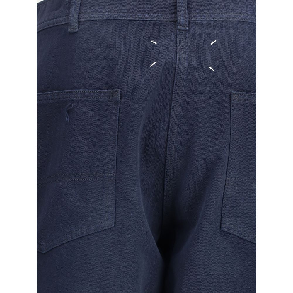 Margiela Blue Cotton Casual Pants
