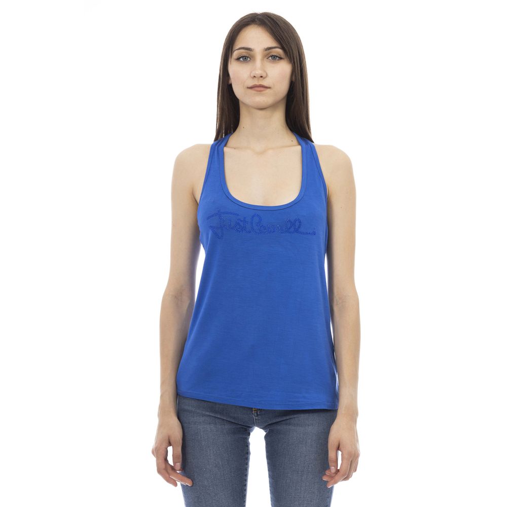 Just Cavalli Blue Viscose Tank Top