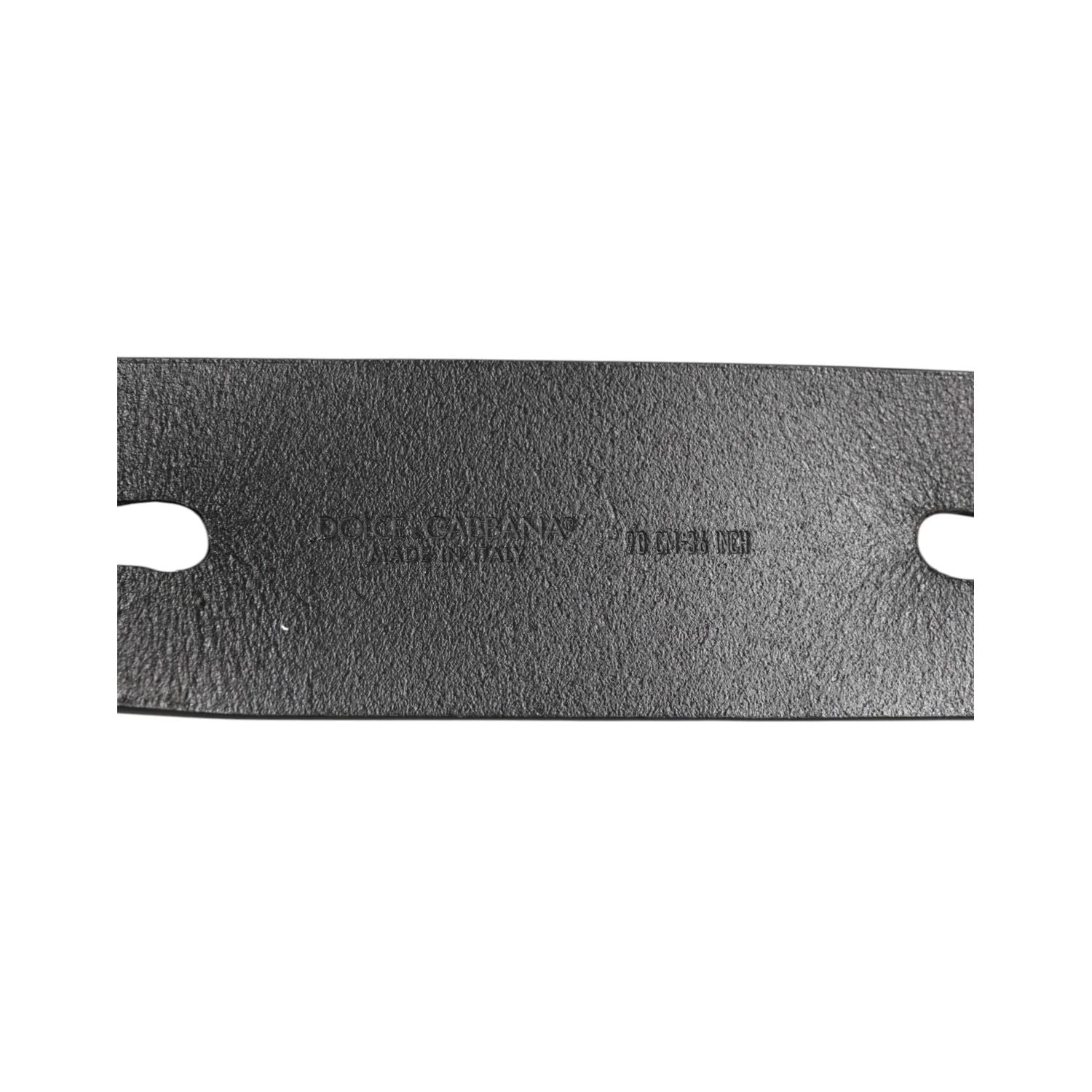 Dolce & Gabbana Black Double Strap Leather Silver Buckle Belt