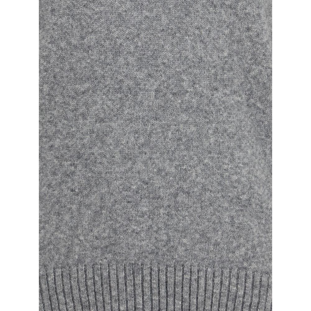 Close-up of Dolce & Gabbana Gray Fleece Wool Sweatshirt texture showing ribbed hem detail.
