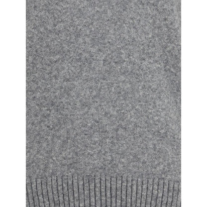 Close-up of Dolce & Gabbana Gray Fleece Wool Sweatshirt texture showing ribbed hem detail.
