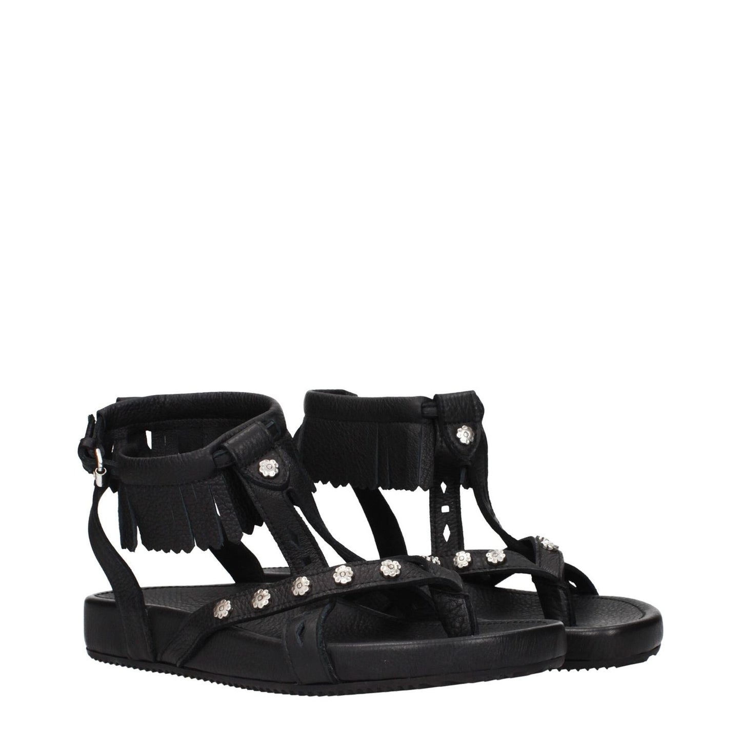 Isabel Marant Black Leather Flat Sandals