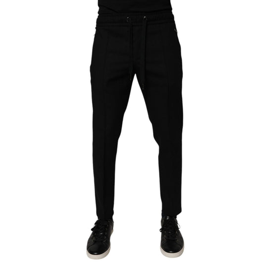 Dolce & Gabbana Black Wool Skinny Jogger Men Trouser Pants