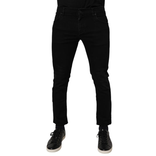 Dolce & Gabbana Black Cotton Stretch Skinny Men Denim Jeans