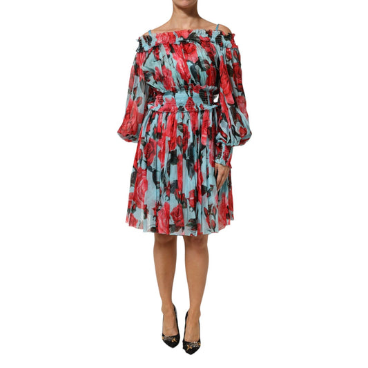 Dolce & Gabbana Multicolor Romantic Floral Silk Chiffon Dress