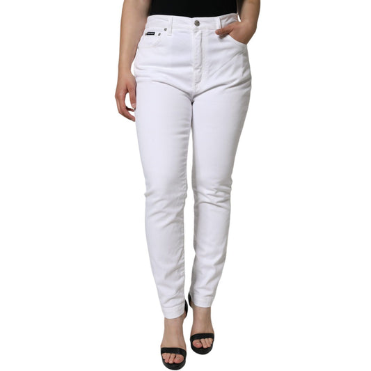 Dolce & Gabbana White AUDREY Cotton Logo Skinny Denim Jeans