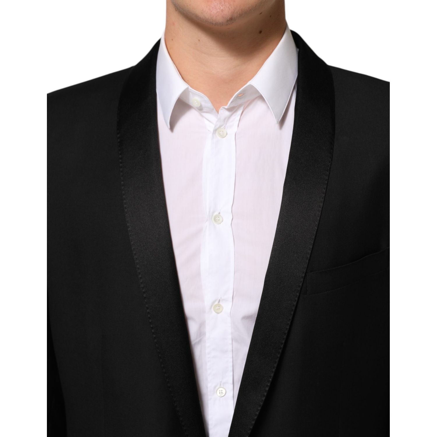 Dolce & Gabbana Black Wool GOLD 1 Button Men Suit Blazer