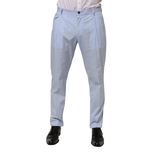 Dolce & Gabbana Light Blue Cotton Stretch Tapered Men Trouser Pants
