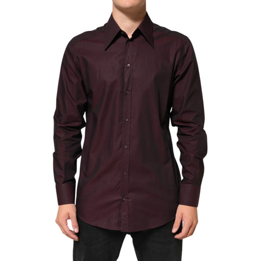 Dolce & Gabbana Violet GOLD Cotton Collared Dress Formal Shirt