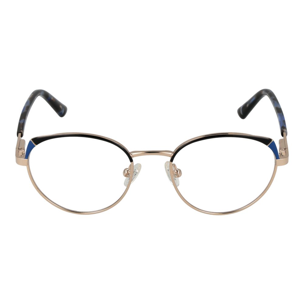 Guess Gold Metal Glasses (Frames) for women, round full-rim style with gold metal frame, demo lenses, includes branded case.