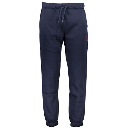 Gianmarco Venturi Blue Cotton Pant, sports trousers with fleece, elastic waist, lace ties, 3 pockets, ankle cuffs, embroidery logo