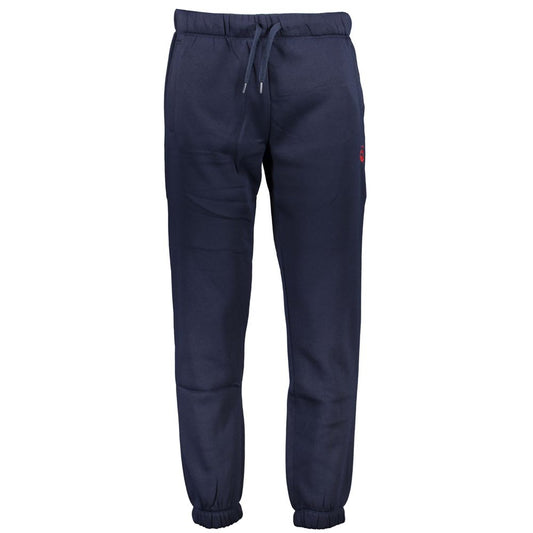 Gianmarco Venturi Blue Cotton Pant, sports trousers with fleece, elastic waist, lace ties, 3 pockets, ankle cuffs, embroidery logo