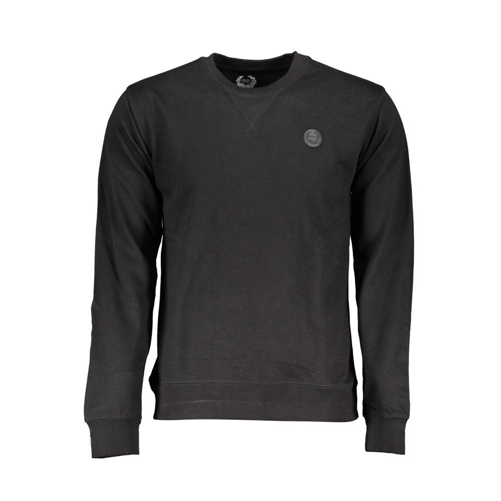 Gianmarco Venturi Black Cotton Sweatshirt with long sleeves, crew neck, brushed fabric, logo application.