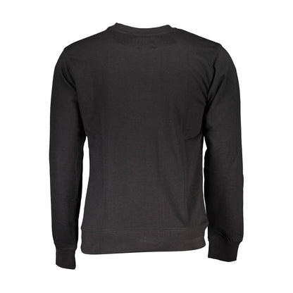 Back view of Gianmarco Venturi Black Cotton Sweatshirt, long sleeve, crew neck, brushed fabric, logo application.