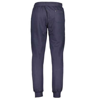 Gianmarco Venturi Blue Cotton Pant with elastic waist, laces, 3 pockets, ankle cuffs, contrasting details, and embroidery logo.