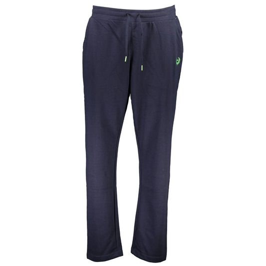 Gianmarco Venturi Blue Cotton Pant with elastic waist, laces, and contrasting embroidery details.