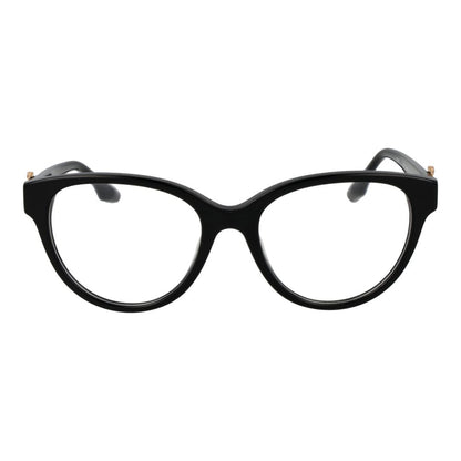 Trussardi Black Acetate Glasses (Frames) full-rim butterfly style for women with demo lenses, spring hinge, 53-18-145 size.