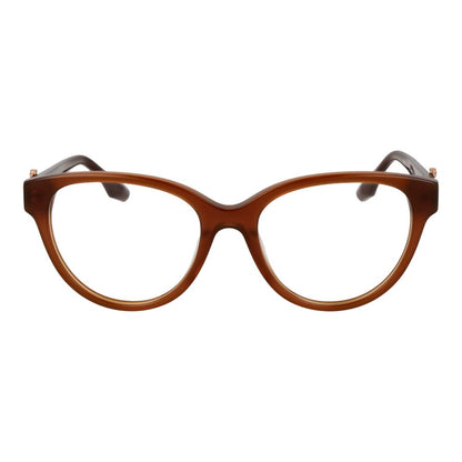 Trussardi Brown Acetate Glasses (Frames) for women, full-rim butterfly style with demo lenses and spring hinge.