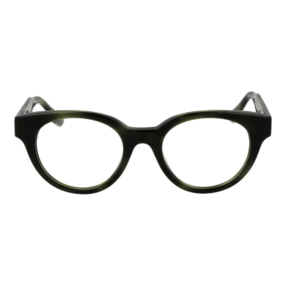 Trussardi Green Acetate Glasses (Frames), unisex full-rim acetate material with demo lenses, green color, spring hinge.