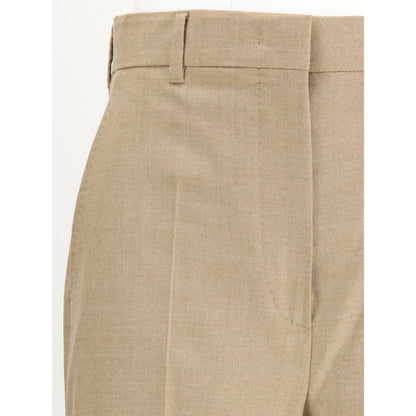 Max Mara Brown Fleece Wool Casual Pants