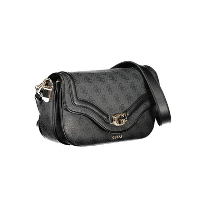 Guess Jeans Black Polyethylene Handbag with removable straps, external pocket, compartments, and Guess logo.
