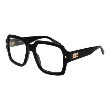 Dsquared² Black Acetate Glasses (Frames) full-rim square style for men, black frame, 54-0-145 size, branded case included.