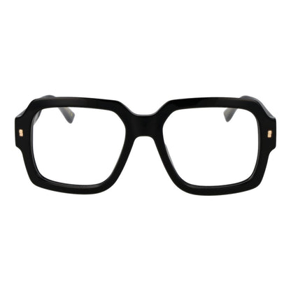 Dsquared² Black Acetate Glasses (Frames) for men with full-rim, square style, demo lenses, and branded case.