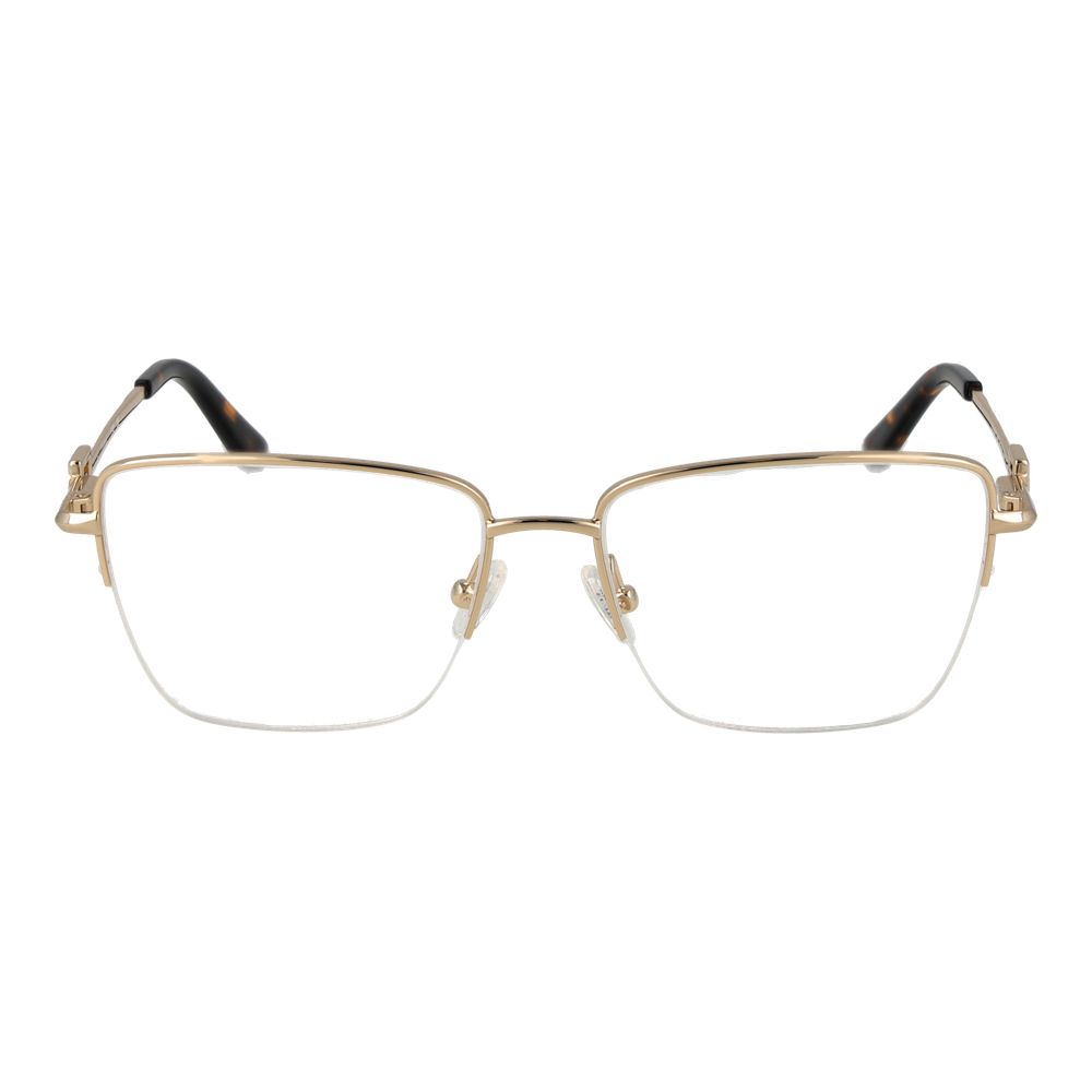 Guess Gold Metal Glasses (Frames) for women, half-rim style with metal frame, demo lenses, and spring hinges, includes branded case.