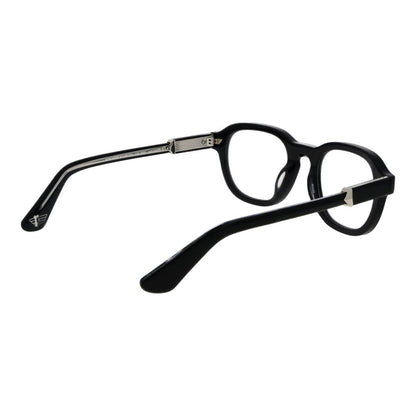 Police Black Cellulose Acetate Glasses (Frames) full-rim in black color, featuring panto style design for men.