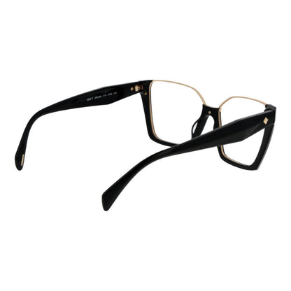 Police Black Cellulose Acetate Glasses (Frames) for women with square full-rim design and demo lenses.