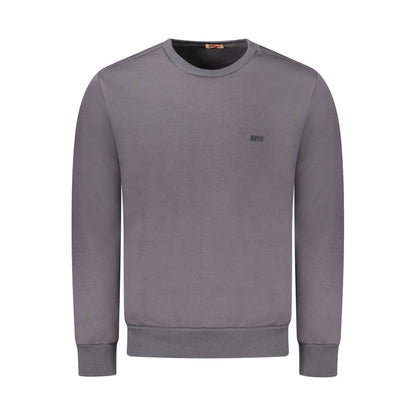 Rifle Gray Cotton Sweatshirt - Long sleeve, crew neck with logo application. Ideal men's fashion choice for comfort and style.