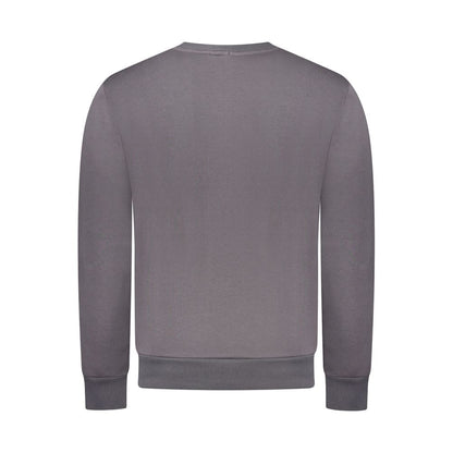 Rifle Gray Cotton Sweatshirt with long sleeves and crew neck, featuring logo detail on the back view. Ideal casual wear.