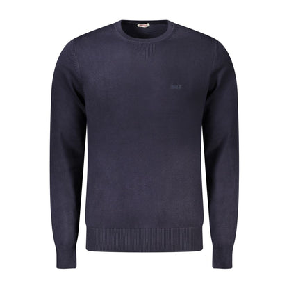 Rifle Blue Nylon Sweater featuring long sleeves, crew neck, and embroidered logo.