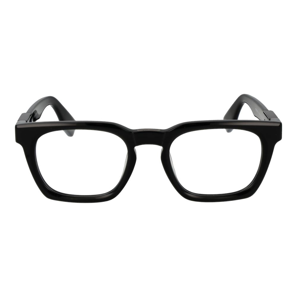 Police Black Cellulose Acetate Glasses (Frames) for men, full-rim rectangular style in black with demo lenses, size 53-22-145.