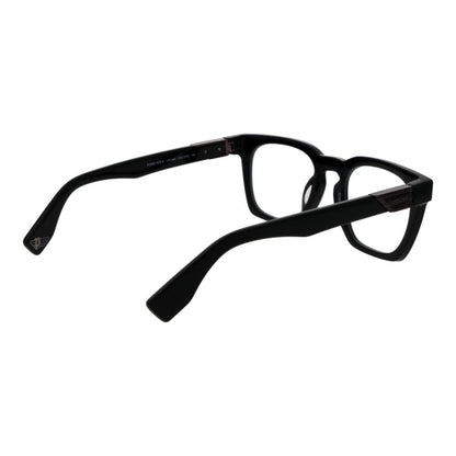 Police Black Cellulose Acetate Glasses (Frames) - men's full-rim rectangle frames in black, size 53-22-145 with demo lenses.