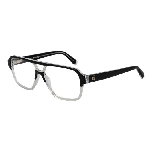 Guess Black Acetate Glasses (Frames) for men in full-rim aviator style with demo lenses and spring hinge, includes branded case.